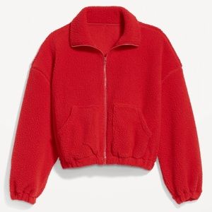 NWT Old Navy Oversized Full-Zip Sherpa Pullover - Robbie Red / Large